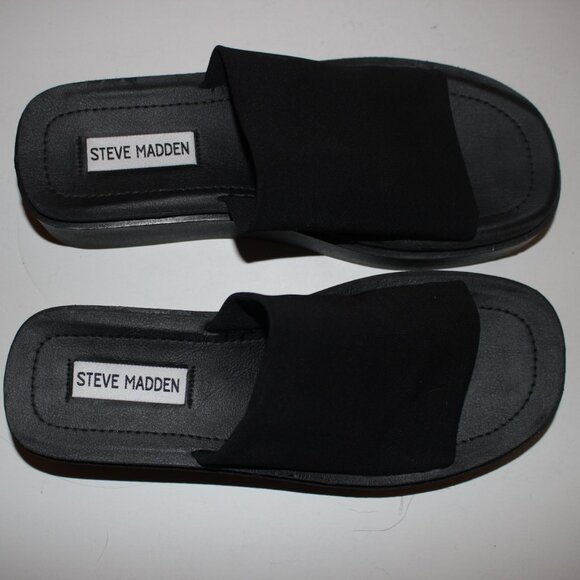 Steve Madden GIMMEE Black Platform Sandal SZ 8 Worn 1x - Picture 8 of 9